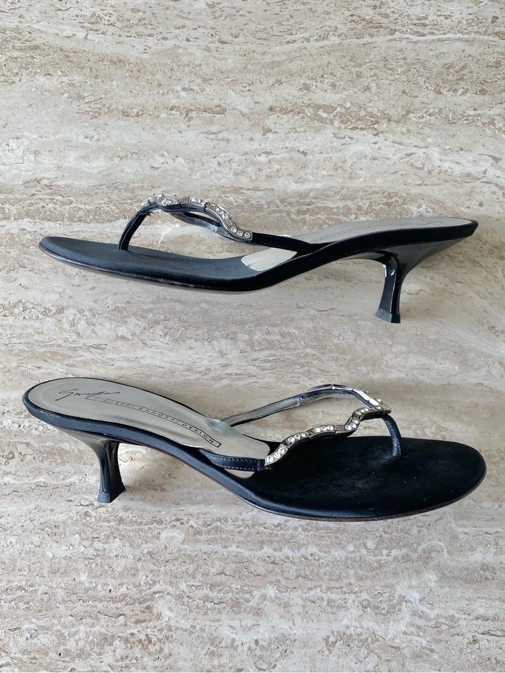 Vintage Giuseppe Zanotti Rhinestone Thong Sandal Heels - Picture 5 of 12